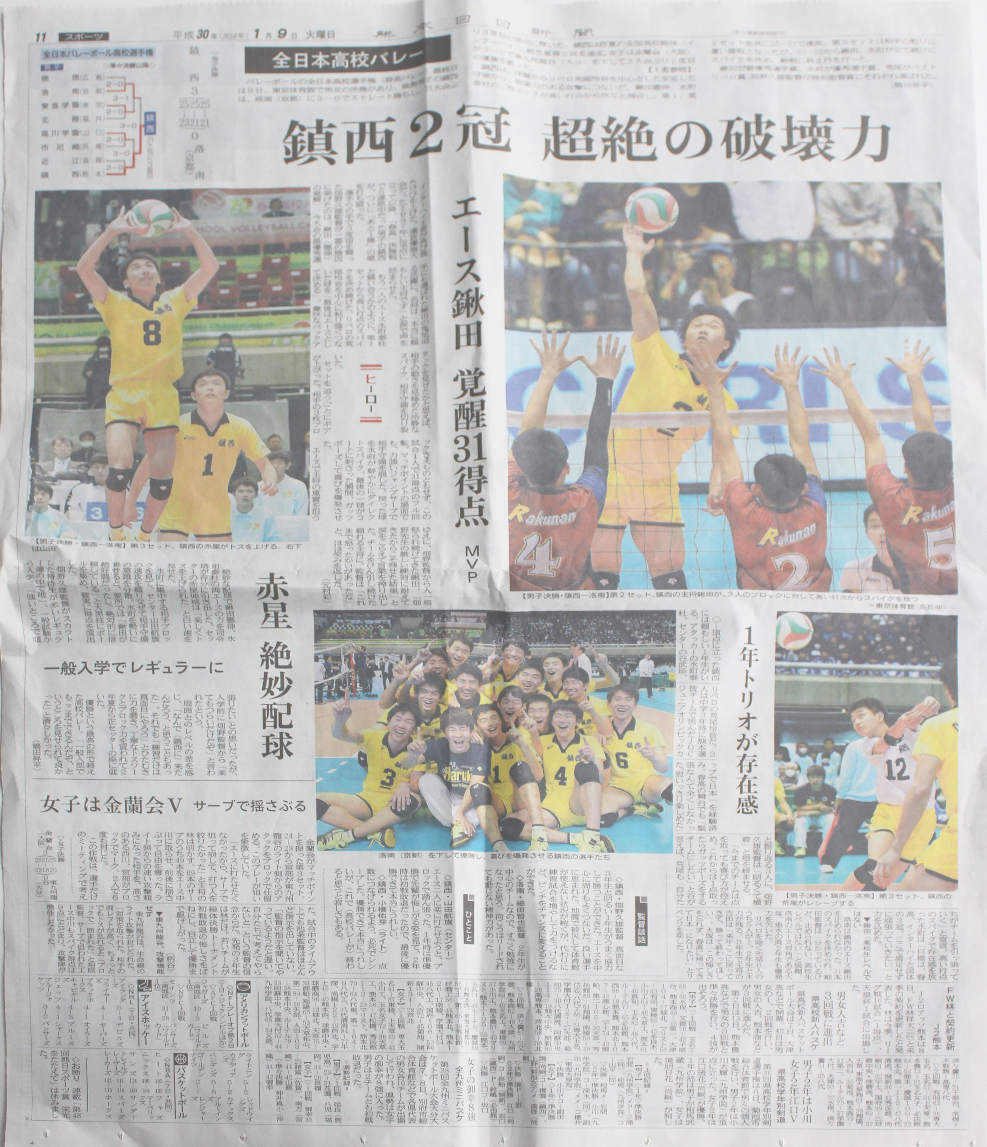 あけましておめでとうございます。 鎮西高校男子バレー部全国優勝おめでとう!!